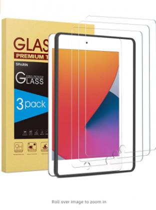 SPARIN (3 Pack) Screen Protector compatible with iPad 8th 7th Generation, Tempered Glass compatible with iPad 10.2 2020 2019 Released (iPad 8 7)