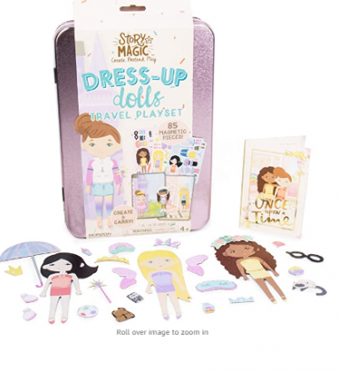 Story Magic Dress-Up Dolls Travel Playset by Horizon Group USA, Pretend Play Magnetic Case, Over 85 Magnet Outfit and Accessory Pieces, On The Go Acti