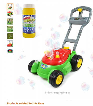Sunny Days Entertainment Bubble-N-Go Deluxe Toy Bubble Lawn Mower with 4 oz Bubble Solution | No Batteries Required | Push Bubble Machine - Maxx Bubbl