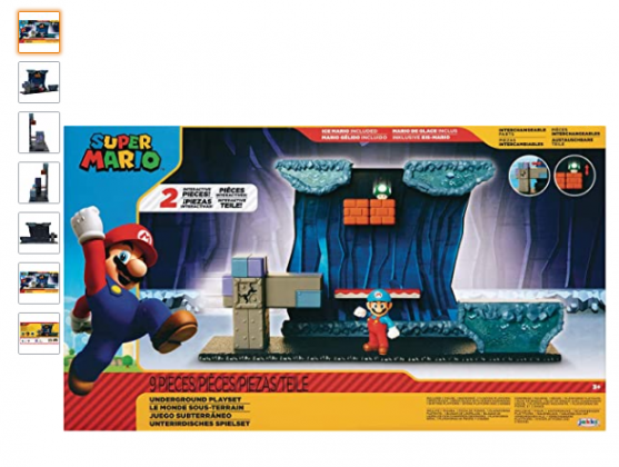 SUPER MARIO Underground playset with Ice Mario Action Figure Includes 2 Interactive Environment Pieces