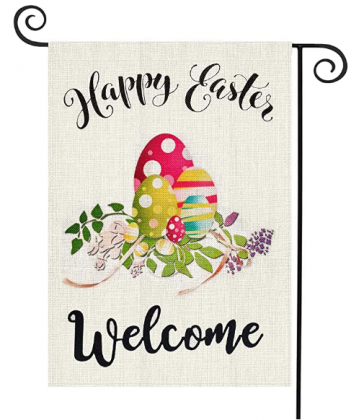 TGOOD Happy Easter Garden Flag Decorations Outdoor Banner,Bunny Eggs Welcome Flag ,12.5x18inch Double Sided Buffalo Check Plaid Durable Burlap Home De