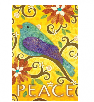Toland Home Garden Bird of Peace 12.5 x 18 Inch Decorative Colorful Cut Out Yellow Flower Garden Flag