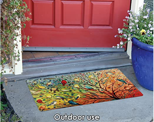 Toland Home Garden Tree Birds 18 x 30 Inch Decorative Floor Mat Colorful Bird Branch Collage Doormat - 800038