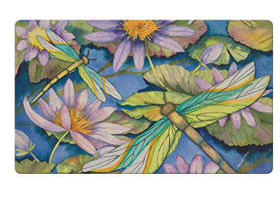Toland Home Garden Water Lilies and Dragonflies 18 x 30 Inch Decorative Floor Mat Flower Lily Pond Dragonfly Doormat