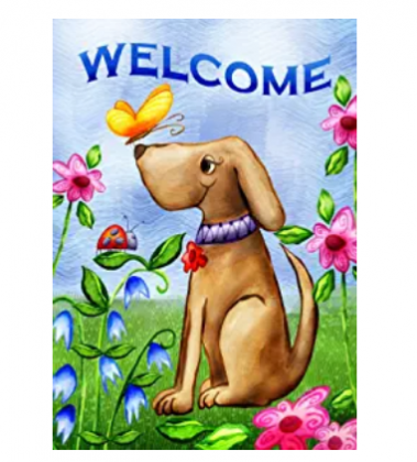 Toland Home Garden Welcome Dog 28 x 40 Inch Decorative Cute Puppy Spring Summer Double Sided House Flag