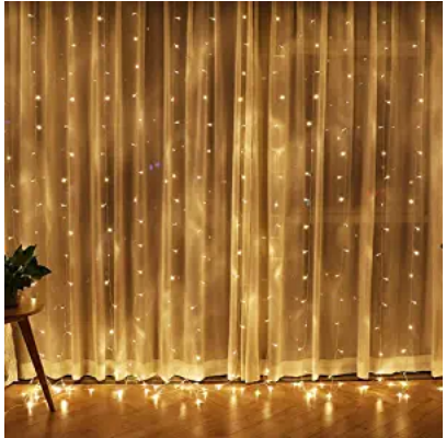Twinkle Star 300 LED Window Curtain String Light for Christmas Wedding Party Home Garden Bedroom Outdoor Indoor Wall Decorations (Warm White)