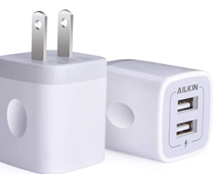 USB Wall Charger, Charger Adapter, Ailkin 2-Pack 2.1Amp Dual Port Quick Charger Plug Cube for iPhone SE/11 Pro Max/8/7/6S/6S Plus/6 Plus/6, Samsung Ga