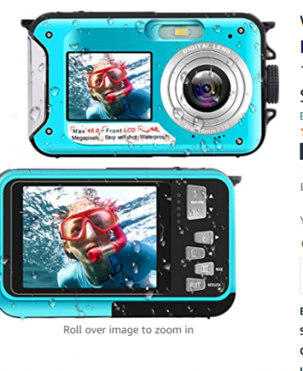 Waterproof Digital Camera Underwater Camera Full HD 2.7K 48 MP Video Recorder Selfie Dual Screens 16X Digital Zoom Flashlight Waterproof Camera for Sn
