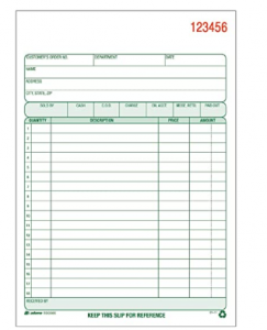 Adams Recycled All Purpose Sales Order Book, 2-Part Carbonless, White/Canary, 5-9/16 x 8-7/16 Inches