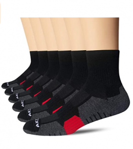 AKOENY Men's Performance Athletic Quarter Socks for Sport Running Training (6 Pack)