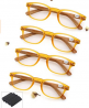 4 Pack Reading Glasses Fashion Wood-Look Spring Hinges Stylish Readers Men Women