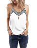 BLENCOT Women's V Neck Strappy Embroidery Tank Tops Loose Casual Sleeveless Shirts Blouses