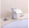 BULUXE Waterfall Bathroom Sink Faucet in Polished Chrome, 3 Hole Double Handles Widespread Bathroom 