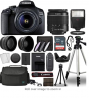 Canon EOS 2000D / Rebel T7 Digital SLR Camera Body w/Canon EF-S 18-55mm f/3.5-5.6 Lens 3 Lens DSLR K
