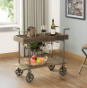 FirsTime & Co. Factory Row Industrial Farmhouse Bar Cart, American Crafted, Aged Black, 30 x 15 x 32