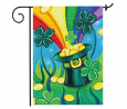 Home Garden Shamrock and Gold Coin Decorative Rainbow Pot St Patrick's Day Clover House Flag Banner 