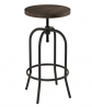 Home Lavish Swivel Adjustable Backless Bar or Counter Height Kitchen Stool-Metal with Elm Wood Seat-