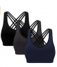 MIRITY Padded Strappy Sports Bras for Women Fashion Comfy Activewear Workout Bra Pack of 3