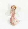 NANXIN Kneeling Flower Fairy Figurines Statues Foldable Wings Pink Resin Angel Collectible Figurines