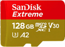 SanDisk 128GB Extreme microSDXC UHS-I Memory Card with Adapter - C10, U3, V30, 4K, A2, Micro SD - SD