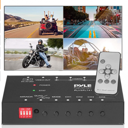 4-Channel Car Video Splitter Controller - Digital Picture Video Signal Switcher with Quad Selectable for Backup Camera Video Monitor Systems CCTV Came