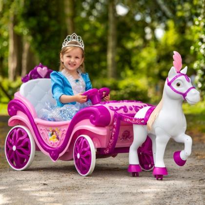 6V Disney Princess Royal Horse and Carriage Electric Ride On