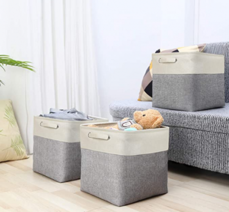 AivaToba 3 Foldable Cube Storage Bins Set 13” x 13” x 13” Large Collapsible Storage Cube Organizer and Fabric Storage Basket for Shelf Nursery Home Cl