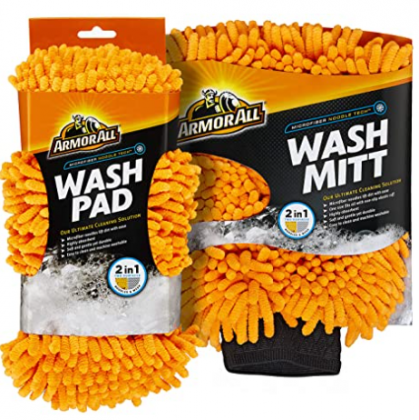 Armor All Microfiber Noodle Tech Car Wash Mitt and Pad, Highly Absorbent Cleaner for Bugs and Dirt, Machine Washable, 19259