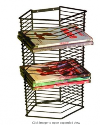 Atlantic Onyx 28 Wire DVD-Tower - Holds 28 DVDs/Blu-Rays or PS3 Games, Wall Mount or Freestanding in Black Steel, PN 1331