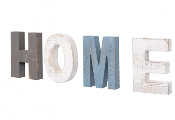 AZ L1 Life Concept Rustic Wood Home Sign, Decorative Wooden Block Word Signs, Freestanding Wooden Letters, Rustic Home Signs for Home Decor, 16.5 x 5.