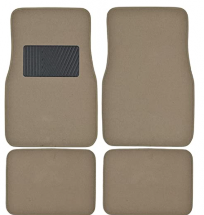 Beige Heavy Duty Front & Rear Carpet Floor Mats Universal Liners for Car SUV Van & Truck, All Weather Protection with Anti-Slip Nibs, Fit Contours of