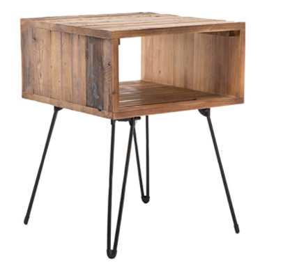 Belmont Home Denton Reclaimed Wood Foldable End Table, 17.75 inches, Brown