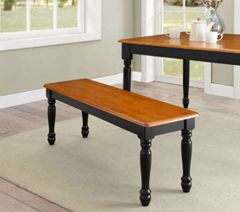 Better Homes & Gardens Better Homes and Gardens Autumn Lane Farmhouse Bench, Black and Oak - Very Easy to Assemble