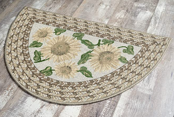 Brumlow Mills Sunflower Braid Printed Pattern Rustic Floral Area Rug for Kitchen, Entryway, Bathroom Mat and Home Décor, 19