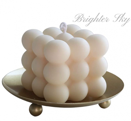 Bubble Candle and Holder Set by Brighter Sky|Natural Wax|Candle Decor|Gift for Her|Cute Candle|Essential Oil|Candle Ideas|Wax Melts|Pillar Candle|Cand