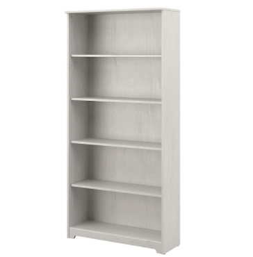 Bush Furniture Cabot Tall 5 Shelf Bookcase, 31W, Linen White Oak