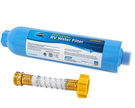 Camco 40043 TastePure RV/Marine Water Filter with Flexible Hose Protector | Protects Against Bacteria | Reduces Bad Taste, Odors, Chlorine and Sedimen