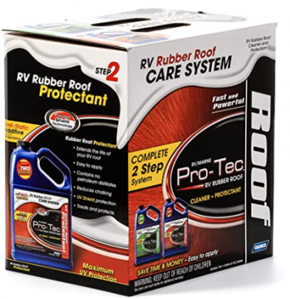 Camco Pro-Tec RV Rubber Roof Care System - Two Step Treatment Rids Dirt and Grime and Reduces Roof Chalking | Extends the Life of RV & Trailer Rubber
