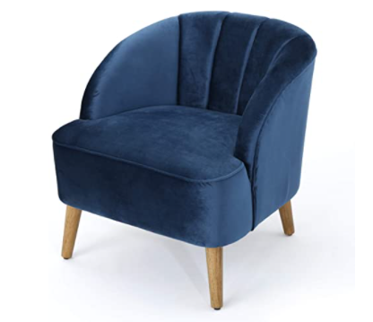 Christopher Knight Home Amaia Modern Velvet Club Chair, Cobalt / Walnut