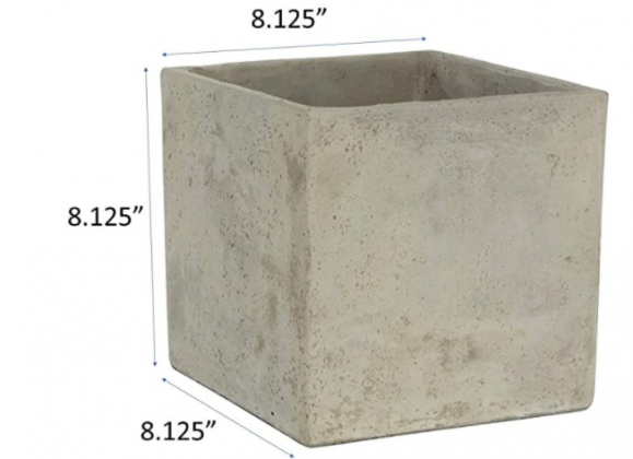 Classic Home and Garden 3/0935/1 ConSq Natural Cement Square Planter 8 inch, 8