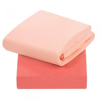 ClevaMama - Jersey Cotton Fitted Sheets 2 Pack Coral - Cot Bed Size 70 x 140 x 12cm
