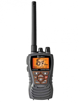 Cobra MR HH350 FLT Handheld Floating VHF Radio – 6 Watt, Submersible, Noise Cancelling Mic, Backlit LCD Display, NOAA Weather, Memory Scan, Grey