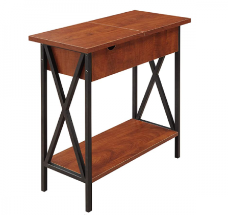 Convenience Concepts Tucson Flip Top End Table with Charging Station, Black / Cherry