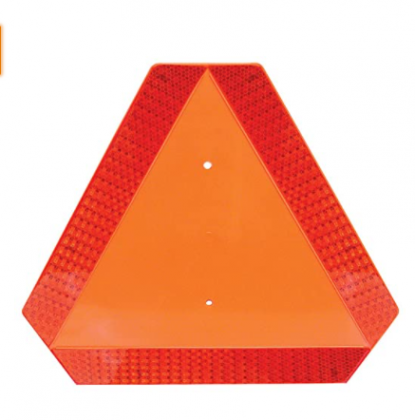 Deflecto Slow Moving Vehicle Sign with Reflective Tape, Safety Triangle, Orange, Highly Visible, Plastic, 16