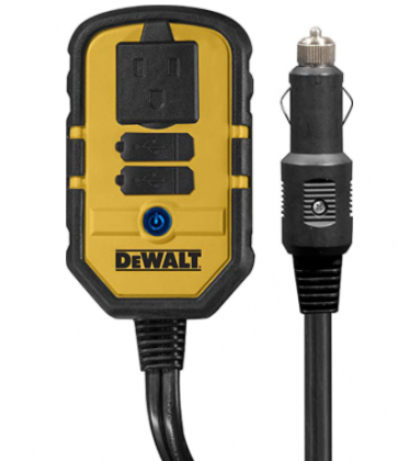DEWALT DXAEPI140 Power Inverter 140W Car Converter: 12V DC to 120V AC Power Outlet with Dual 3.1A USB Ports