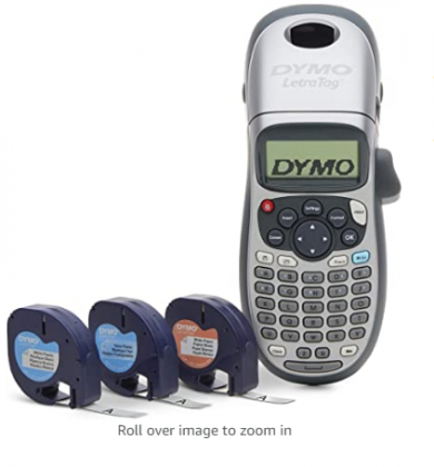 DYMO Label Maker with 3 Bonus Labeling Tapes | LetraTag 100H Handheld Label Maker & LT Label Tapes, Easy-to-Use, Great for Home & Office Organization