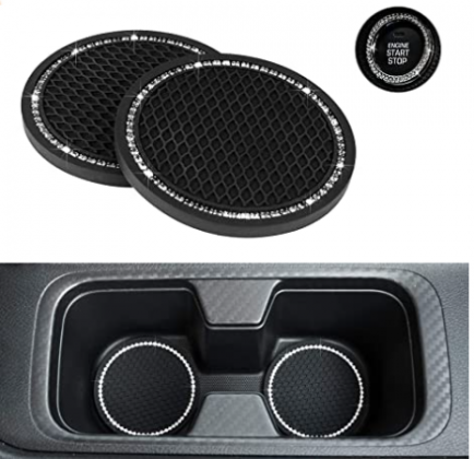 eing Car Coasters PVC Travel Bling Auto Cup Holder Insert Coaster Anti Slip 2pcs Crystal Vehicle Interior Accessories Cup Mats (2.75