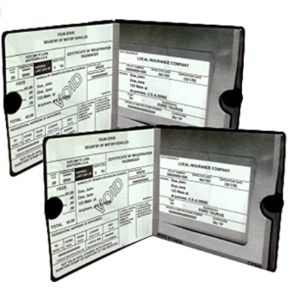 ESSENTIAL Car Auto Insurance Registration BLACK Document Wallet Holders 2 Pack - [BUNDLE, 2pcs] - Automobile, Motorcycle, Truck, Trailer Vinyl ID Hold