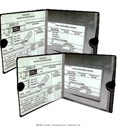 ESSENTIAL Car Auto Insurance Registration BLACK Document Wallet Holders 2 Pack - [BUNDLE, 2pcs] - Automobile, Motorcycle, Truck, Trailer Vinyl ID Hold