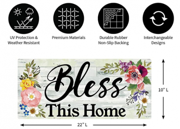 Evergreen Flag Indoor Outdoor Décor for Homes Gardens and Yards Shiplap Floral Bless This Home Sassafras Switch Mat